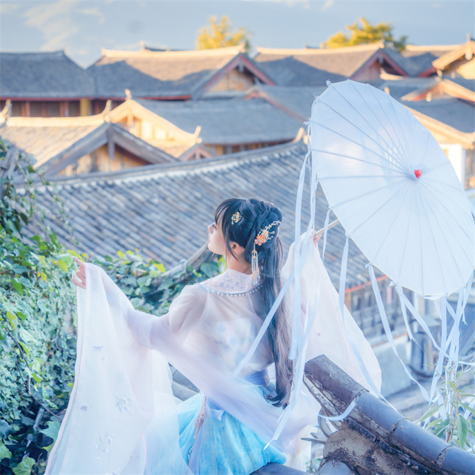 兔子Zzz不吃胡萝卜，丽江屋顶，美如仙女