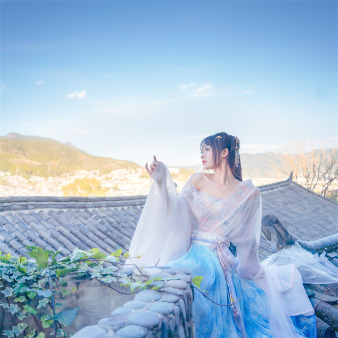 兔子Zzz不吃胡萝卜，丽江屋顶，美如仙女