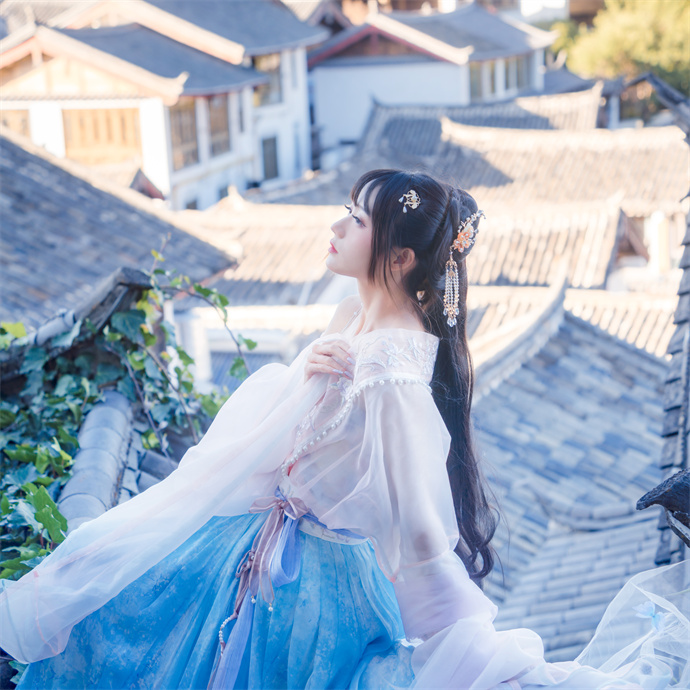 兔子Zzz不吃胡萝卜，丽江屋顶，美如仙女